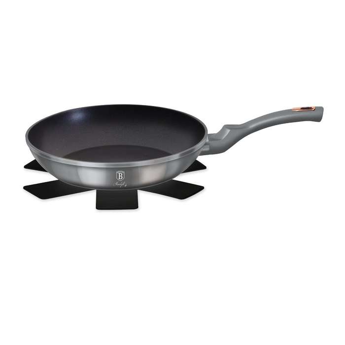 BERLINGER HAUS 26CM MARBLE COATING FRY PAN: CARBON METALLIC(SECOND HAND)(SKEWED)(SCRATCHES)(NO LID)