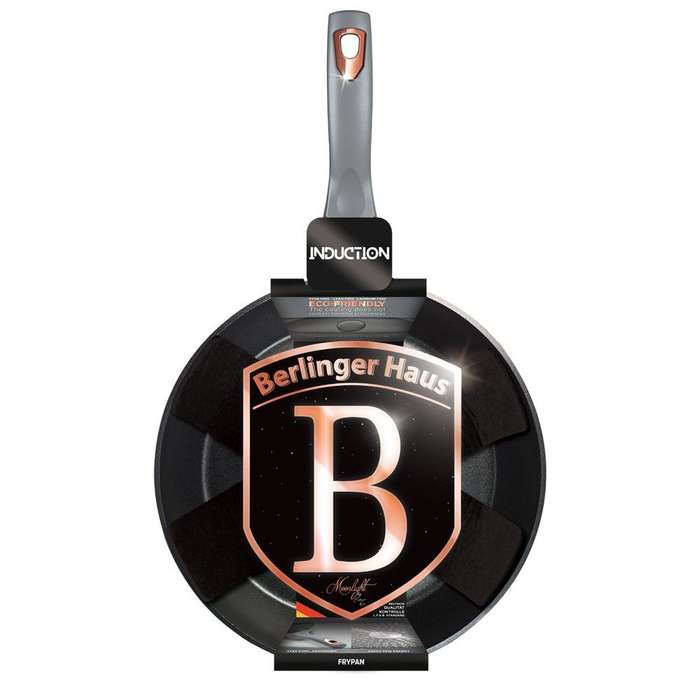 BERLINGER HAUS 26CM MARBLE COATING FRY PAN: CARBON METALLIC(SECOND HAND)(SKEWED)(SCRATCHES)(NO LID)