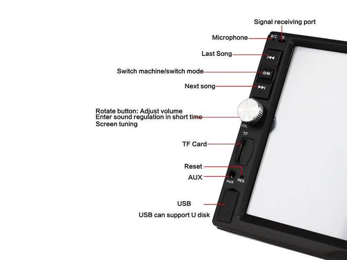 Double Din HD Touch Screen Radio/BT/USB/MP5/Reverse Cam Support