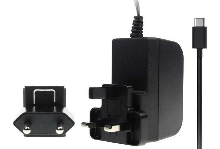 Raspberry Pi 4 Model B PSU, USB-C, 5.1V, 3A, UK/EU Plugs, Black