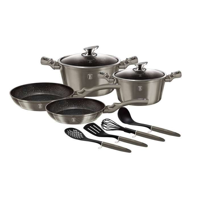 Berlinger Haus 10 Pieces Marble Coating Cookware Set - Carbon (DISPLAY MODEL)