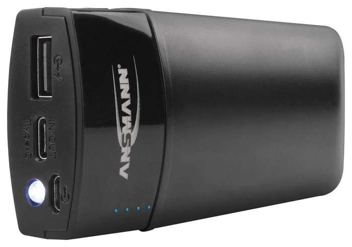 Ansmann Powerbank, 5000 mAh, Black, 5 V Rechargeable, USB, Type C,