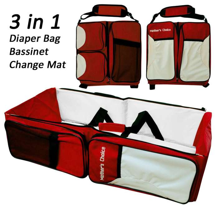 Mothers Choice 3 IN 1 Bassinet, Diaper Change Station and Bag - Red