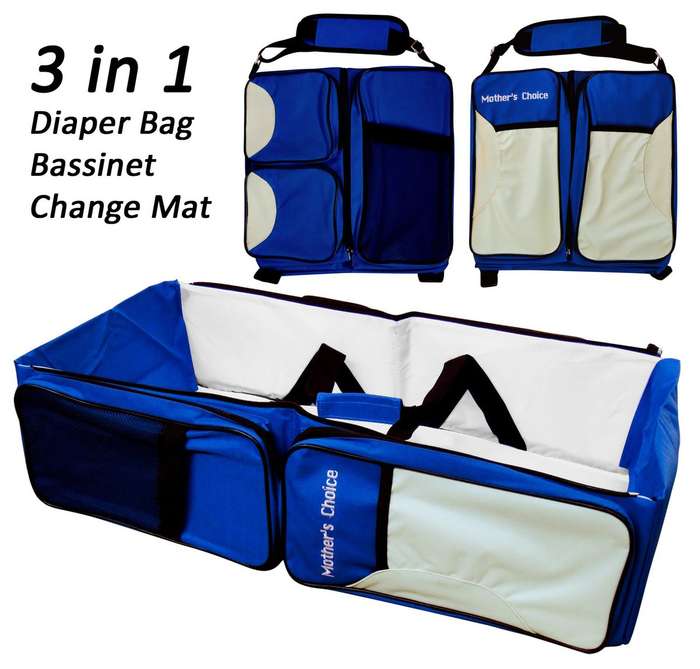 Mothers Choice 3 IN 1 Bassinet, Diaper Change Station and Bag - Blue