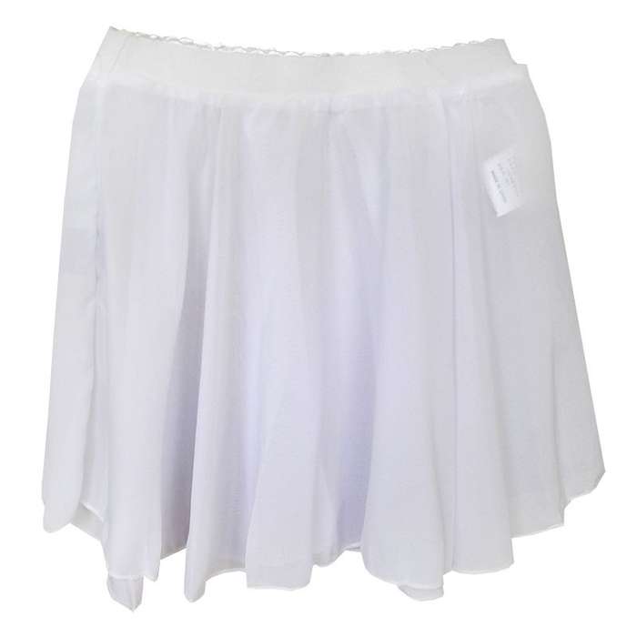 DHAO-Girls Ballet Dance Basic Pull on Chiffon Skate Skirt Dancewear White - S