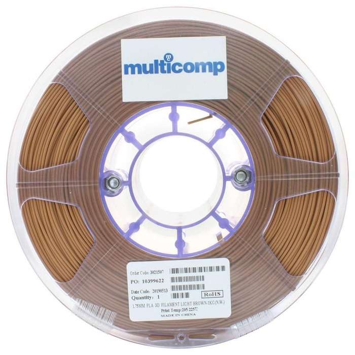 3D Printer Filament 1.75 mm, Light Brown, 225 °C Melting Temp