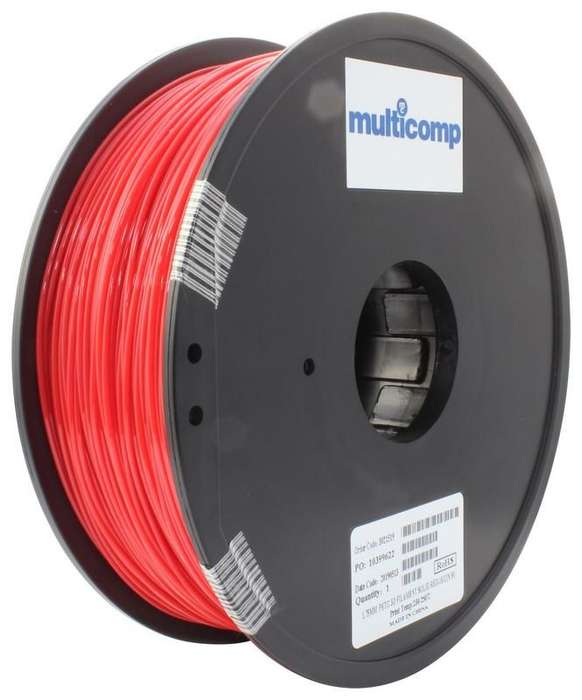 3D Printer Filament, PETG, 1.75 mm, Solid Red, 250 °C Melting Temp