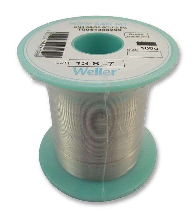 Weller, 0.5mm, Solder Wire, 96.5/3/0.5, 221°C, 100g, T0051388299