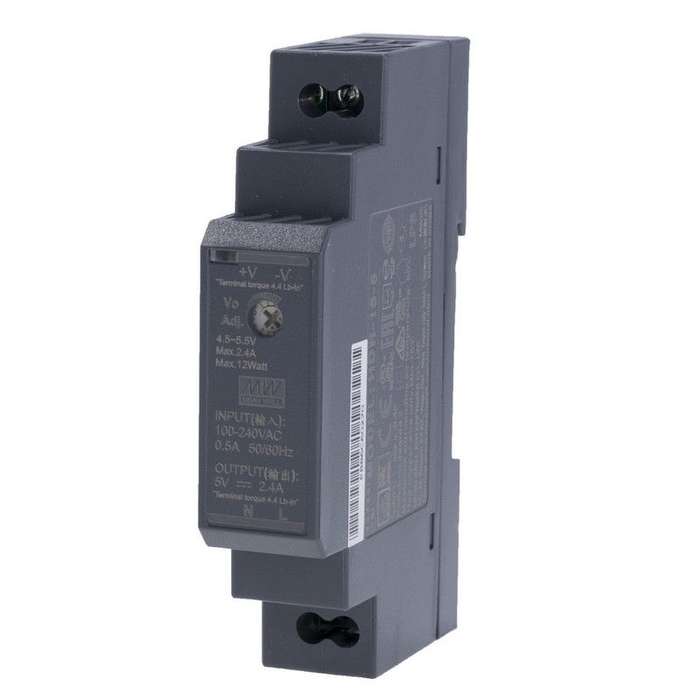 Mean Well, AC/DC DIN Rail Power Supply (PSU), ITE, 1 Output, 12 W, HDR-15-5