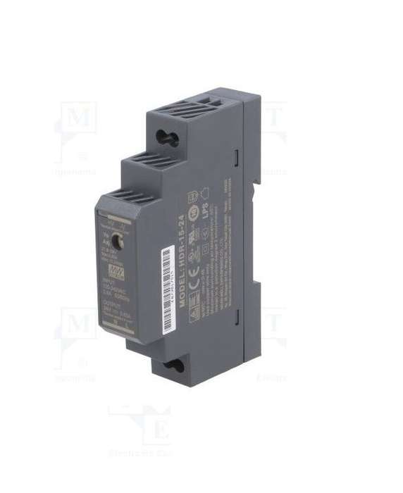 Mean Well, AC/DC DIN Rail Power Supply (PSU),ITE,1Output,15.2W, HDR-15-24