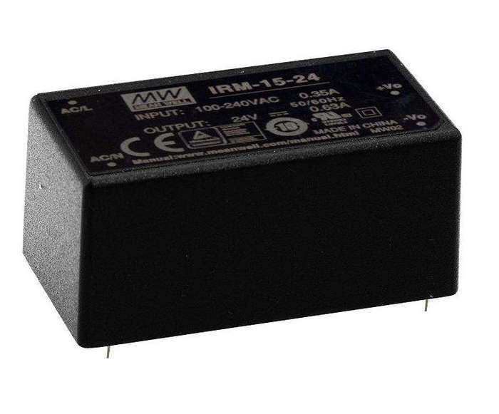 Mean Well, AC/DC PCB Mount Power Supply(PSU),ITE,1 Output, 15W, IRM-15-24