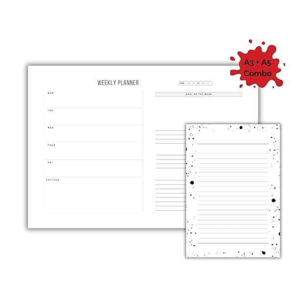 Weekly To Do List Notepad with Weekly Desk Planner A3 A5 Combo Undated Wire Bound Minimalist Desi...