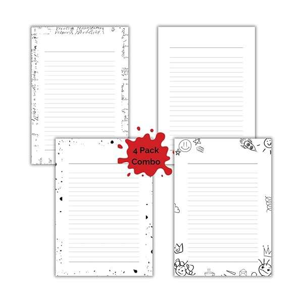 Narrow Ruled Lined Writing Note Pads 4 Pack Combo