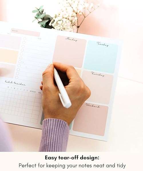 Weekly Planner Notepad Tear Off  52 Undated Weekly Sheets Daily To Do List Notepad, Habit Trac...