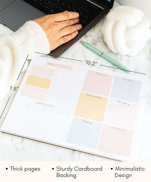 Weekly Planner Notepad Tear Off  52 Undated Weekly Sheets Daily To Do List Notepad, Habit Trac...