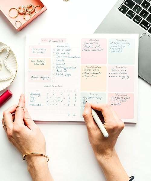 Weekly Planner Notepad Tear Off  52 Undated Weekly Sheets Daily To Do List Notepad, Habit Trac...