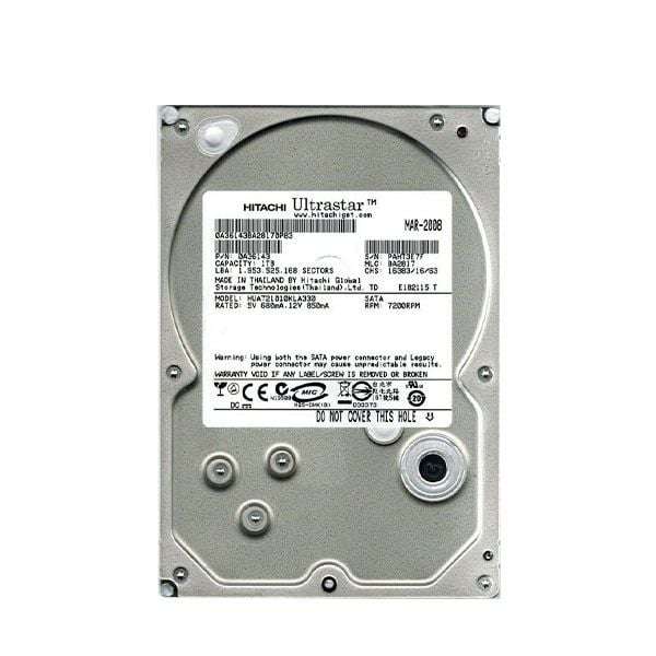 Hitachi Ultrastar HUA721010KLA330 1TB SATA 7200RPM 3.5" Internal Hard Drive Preowned