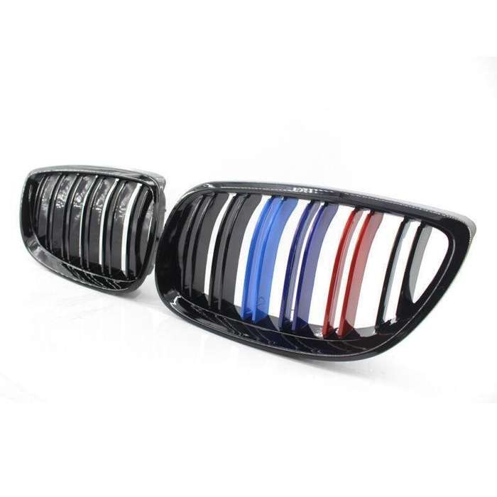 2X/Set Shiny Black Dual Slat M Look Grille for BMW E92 E93 2DR 06-10 Mesh Grill