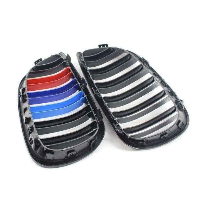 2X/Set Shiny Black Dual Slat M Look Grille for BMW E92 E93 2DR 06-10 Mesh Grill