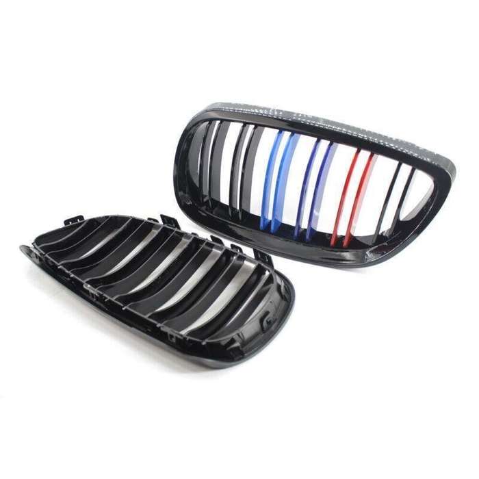 2X/Set Shiny Black Dual Slat M Look Grille for BMW E92 E93 2DR 06-10 Mesh Grill