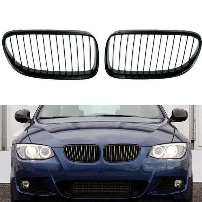2X/Set Front Grille Shiny Black Fit for BMW E92 E93 10-15 Facelift Mesh Grill