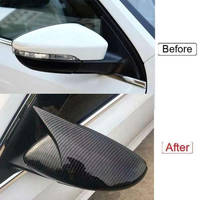 For Volkswagen Jetta 2012-2018 Carbon Fiber OX Horn Rear View Mirror Cover 2pcs