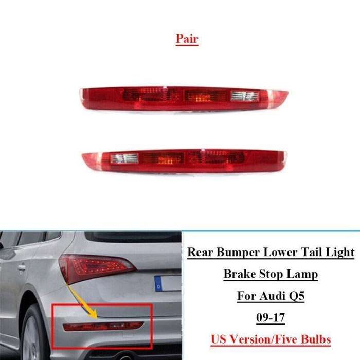 2x Car Rear Bumper Reflector Lights W/5 Bulbs For Audi Q5 2009-2017 US Version