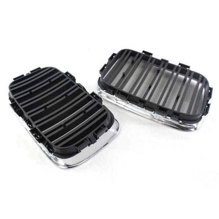 PAIR of Half Chrome Gloss Black Dual Slat Grille for BMW 3-Series E36 1992-1996