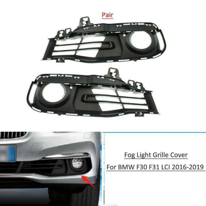 Pair Front Bumper Fog Light Grille Cover For BMW F30 F31 LCI 2016-2019