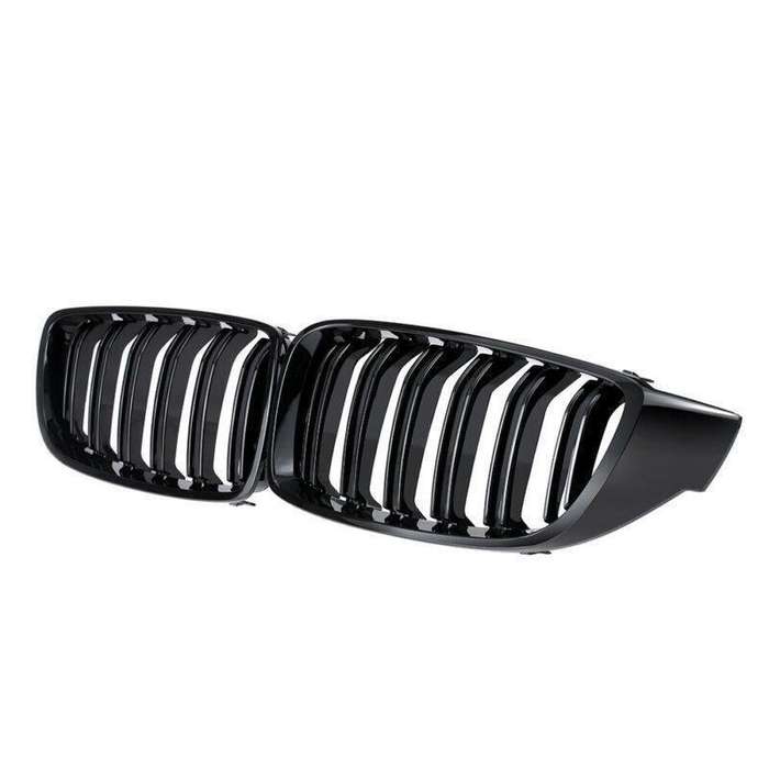 2X/Set Grille Shiny Black Dual Slat Grill for BMW 4 Series F32 F33 F36 F82 Coupe