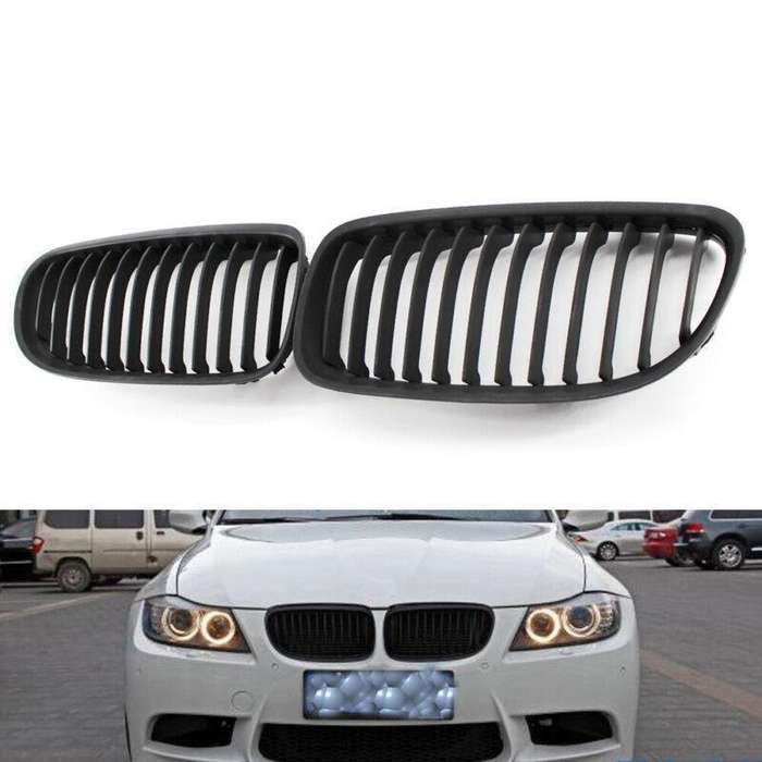 2X/Set Car Front Grille Matte Black fit for BMW 3 Series E90 09-11 10 Mesh Grill