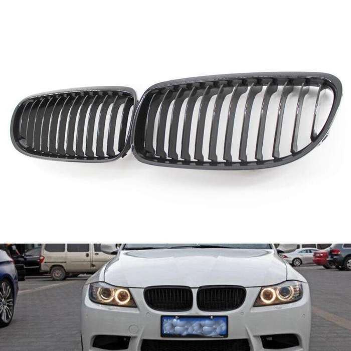 2X/Set Car Front Grille Shiny Black fit for BMW 3 Series E90 09-11 10 Mesh Grill
