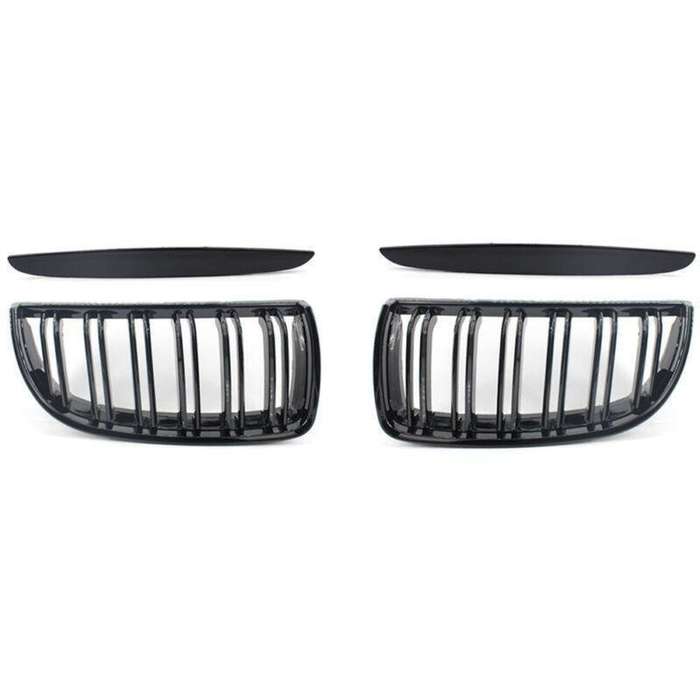 Front Center Wide Grille Gloss Black Double Line fit for BMW Kidney E90 91 05-08
