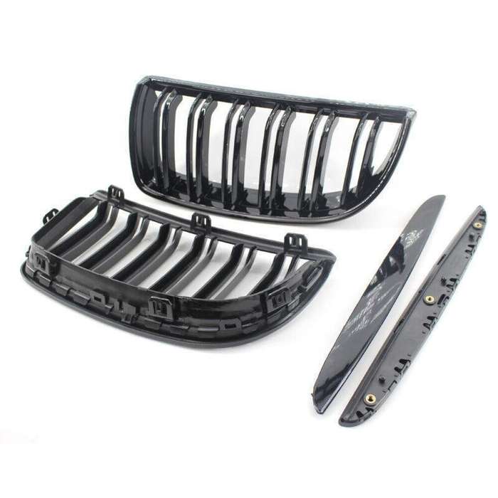 Front Center Wide Grille Gloss Black Double Line fit for BMW Kidney E90 91 05-08