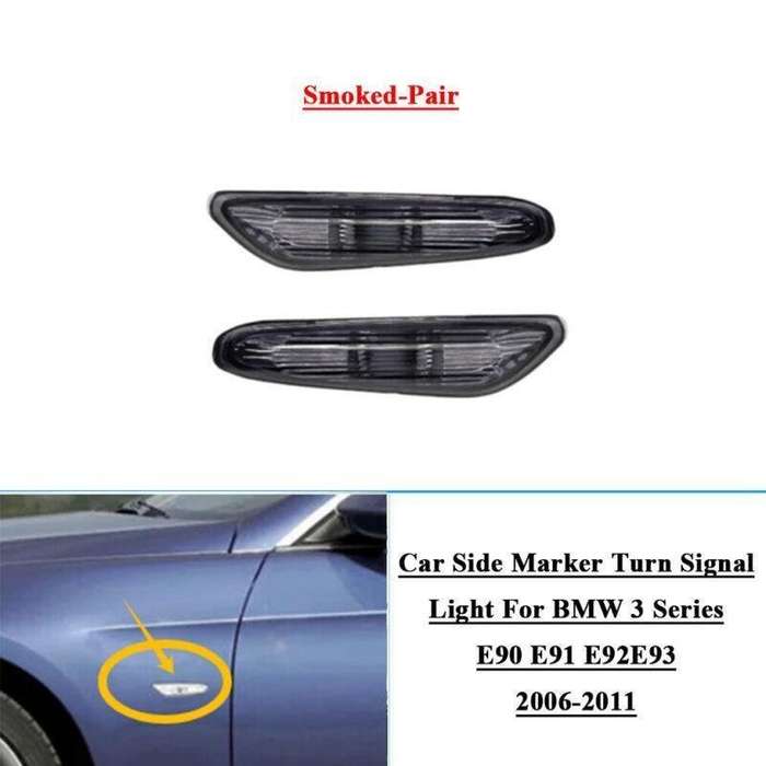 2x Car Side Marker Turn Signal Lights For BMW E90 E91 E92 E93 2006-2011 Smoked