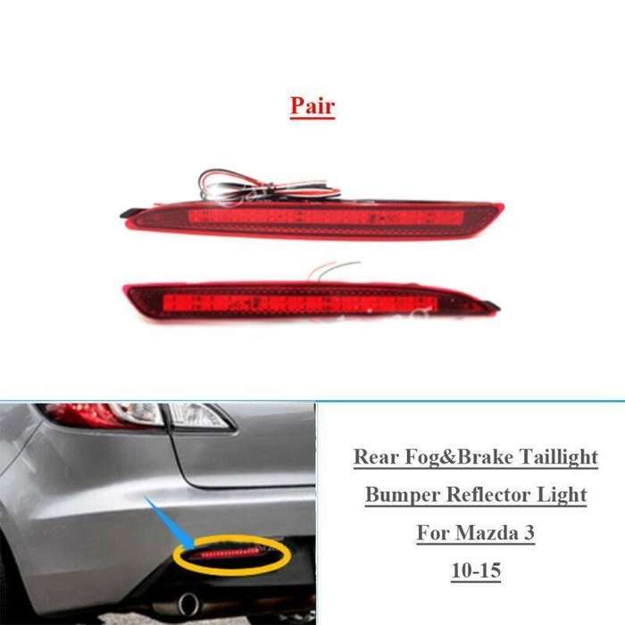 Rear Fog Brake Taillight Bumper Reflector Light For Mazda 3 Speed 2010-2015 Pair