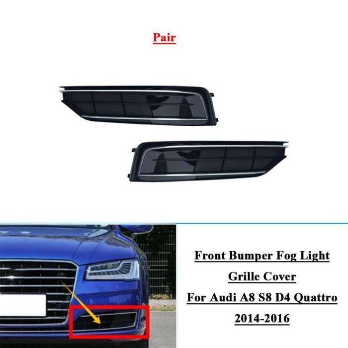 2x Front Bumper Fog Lamp Grille Cover For Audi A8 S8 D4 Quattro 2014-2016 LR