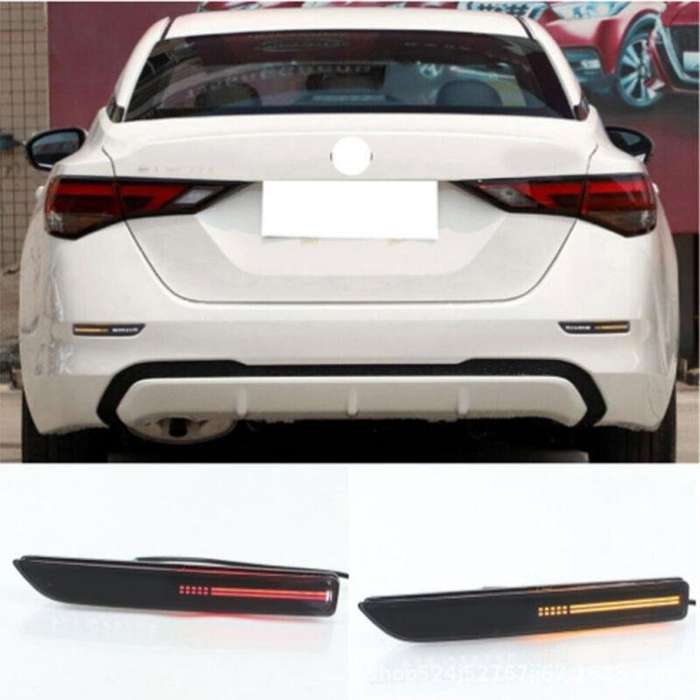 Pair Rear Fog&amp;Brake Taillight Bumper Reflector Lights For Sylphy 20-21 A