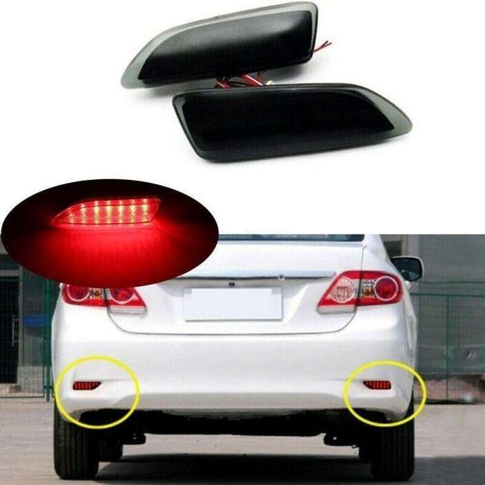 2x Smoke Lens Bumper Reflector LED Tail Brake Light For 2011-2013 Toyota Corolla