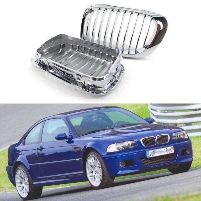 Fits BMW E46 2D Coupe Convertible 99-02 Pre-Facelift Silver Chrome Front Grille