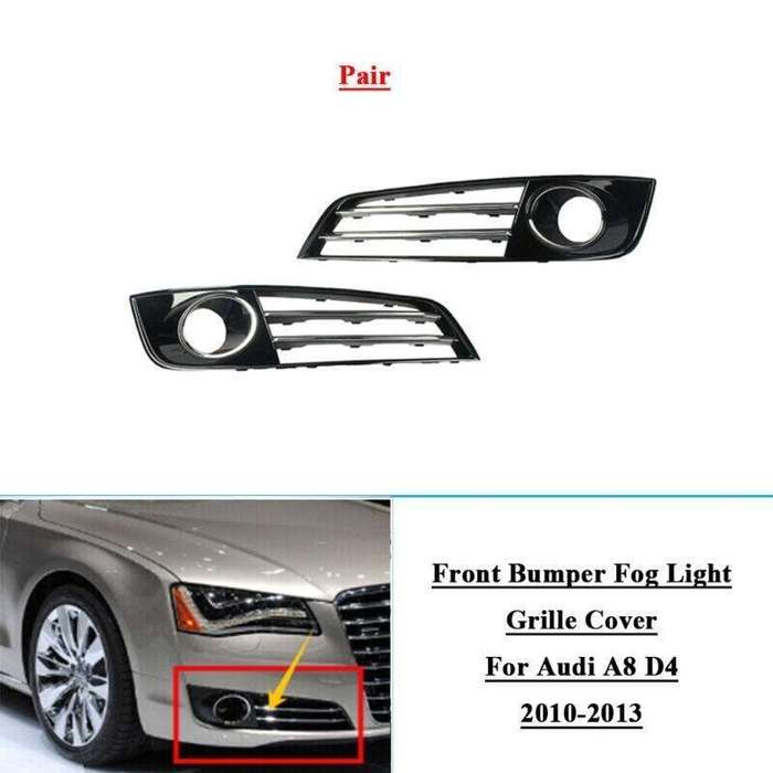 2x Front Bumper Fog Lamp Grille Cover For Audi A8 D4 10-13 LR 4H0807680E/679E