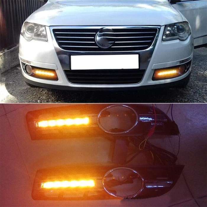 For Volkswagen Magotan 07-11 Pair Daytime Running Light LED Fog Head Lamp DRL