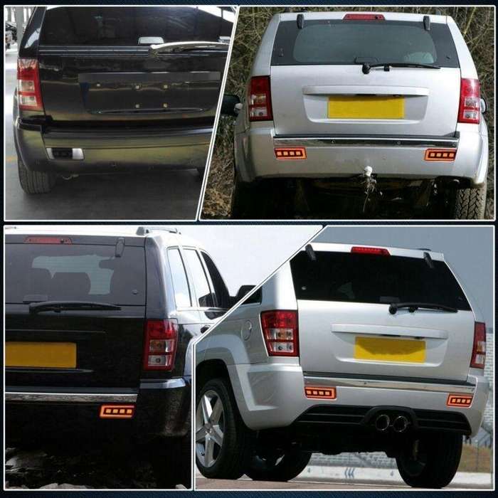 Smoked Rear Reflector LED Tail Brake Signal Lights For 05-10 Jeep Grand Cherokee