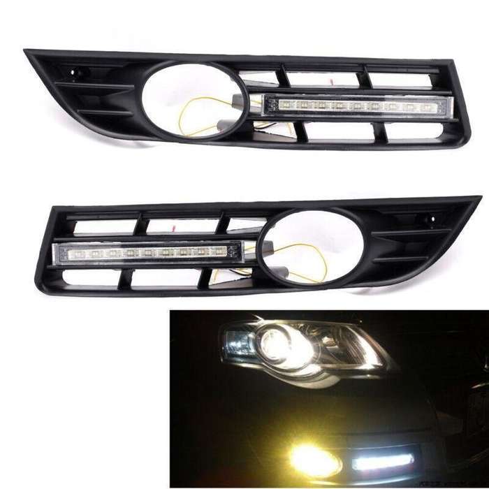 2x/Set LED DRL Daytime Running Light &amp; Mesh Grille Fit for VW Passat B6 2006-09