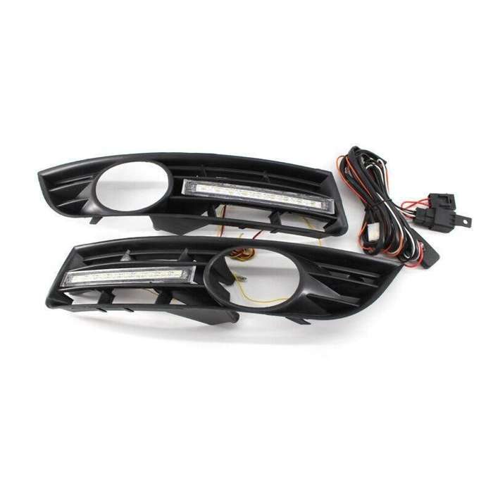 2x/Set LED DRL Daytime Running Light &amp; Mesh Grille Fit for VW Passat B6 2006-09
