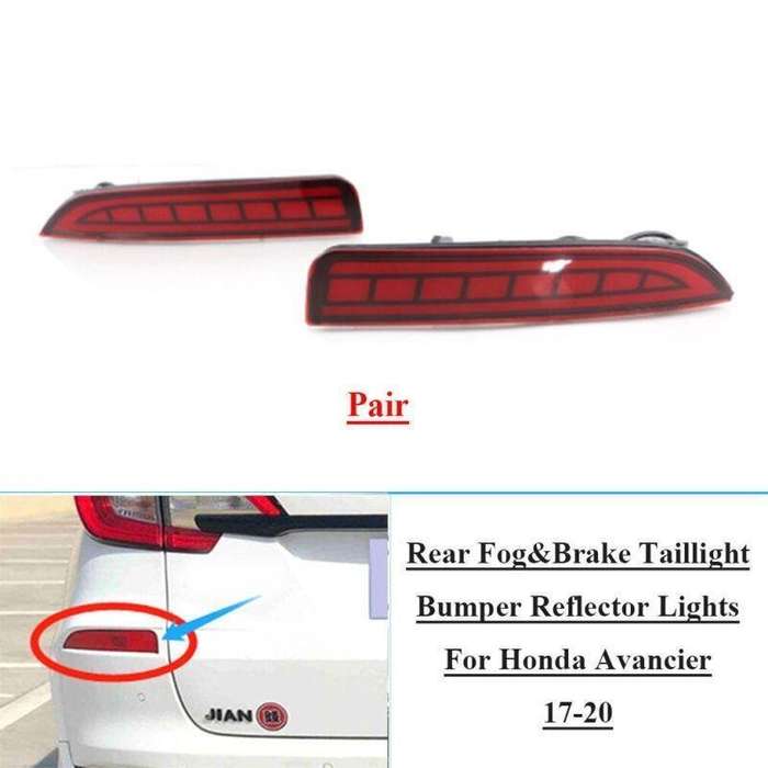 Rear Fog&amp;Brake Taillight Bumper Reflector Lights For Honda Avancier 17-20 Pair