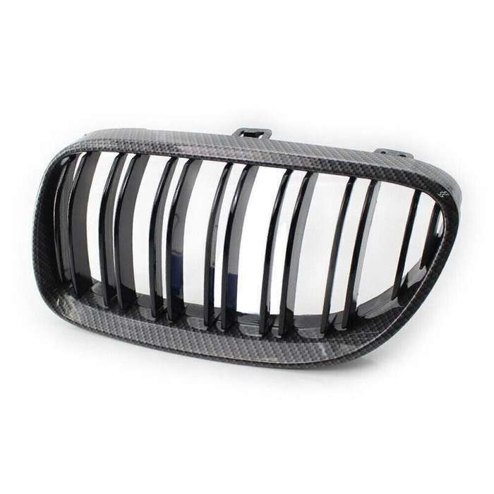 2x Carbon Fiber Style Black Dual Slat Front Grille Fits BMW E92 E93 Coupe 10-14