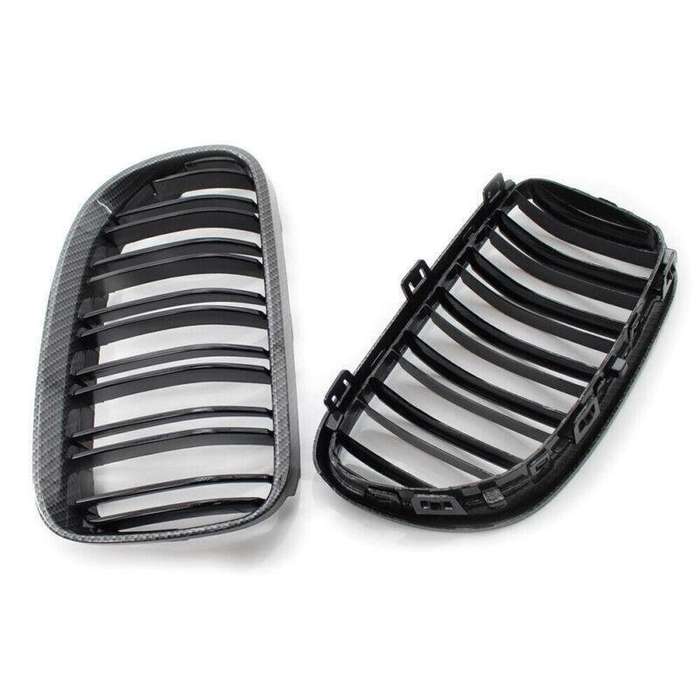 2x Carbon Fiber Style Black Dual Slat Front Grille Fits BMW E92 E93 Coupe 10-14