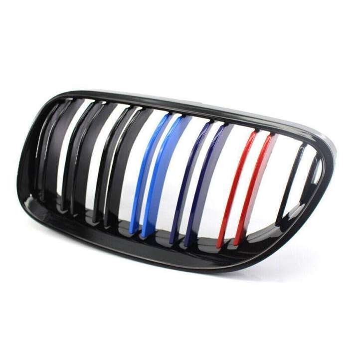 2X/Set Grille Shiny Black Dual Slat M Look for BMW E92 E93 10-15 Facelift Grill