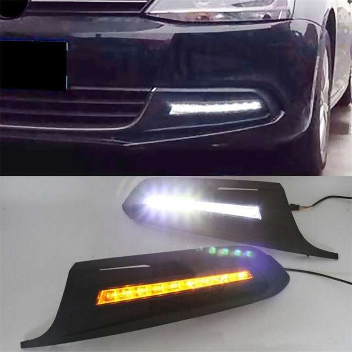 For Volkswagen Sagitar 12-14 Pair Daytime Running Light LED Fog Head Lamp DRL